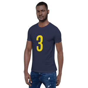 Yellow Three: Navy Blue Short-Sleeve Unisex T-Shirt