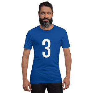 White Three: Royal Blue Short-Sleeve Unisex T-Shirt