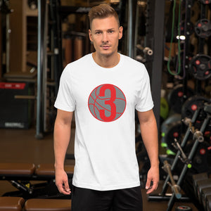 Grey & Red Three: White Short-Sleeve Unisex T-Shirt