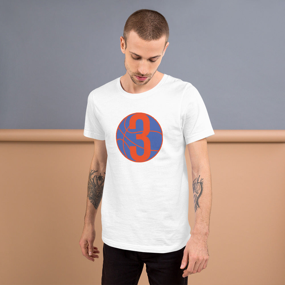 Blue & Orange Three: White Short-Sleeve Unisex T-Shirt