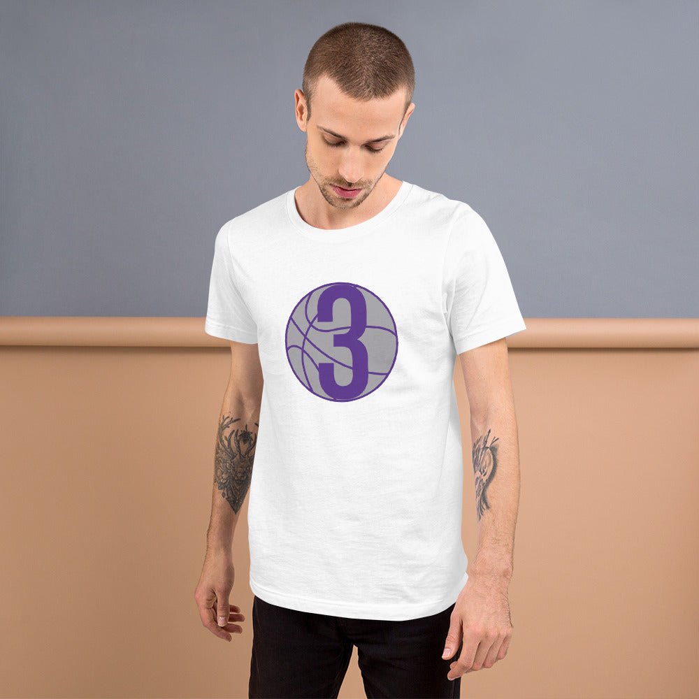 Grey & Purple Three: White Short-Sleeve Unisex T-Shirt