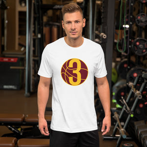 Burgundy & Gold Three: White Short-Sleeve Unisex T-Shirt