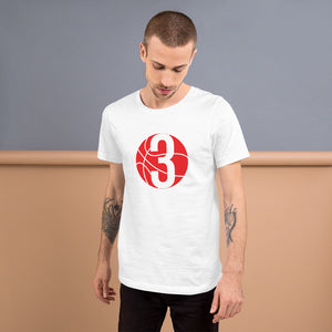 Red & White Three: White Short-Sleeve Unisex T-Shirt