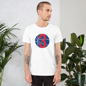 Navy Blue & Red Three: White Short-Sleeve Unisex T-Shirt