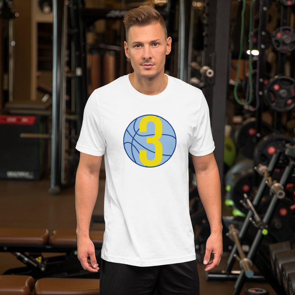 Blue & Yellow Three: White Short-Sleeve Unisex T-Shirt