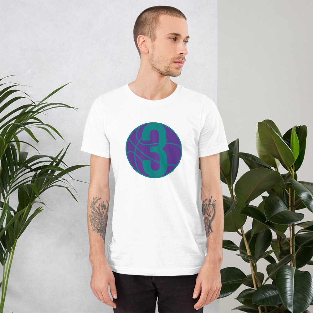 Purple & Teal Three: White Short-Sleeve Unisex T-Shirt