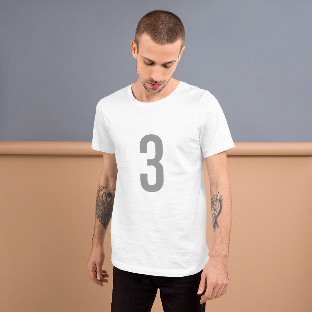 Grey Three: White Short-Sleeve Unisex T-Shirt