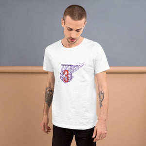 Purple & Orange Splash: White Short-sleeve unisex t-shirt