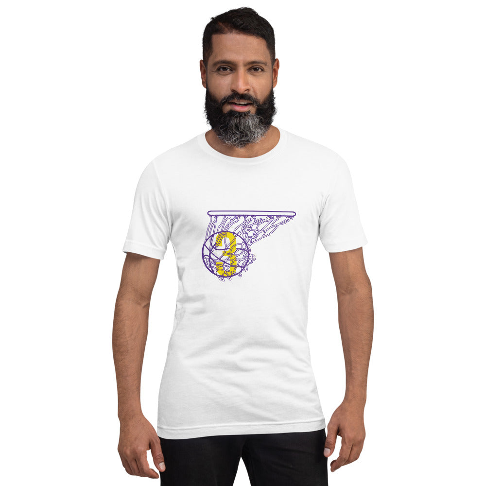 Purple & Gold Splash: White Short-sleeve unisex t-shirt