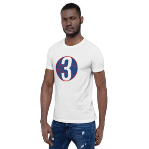 Navy Blue & Red Three: White Short-Sleeve Unisex T-Shirt