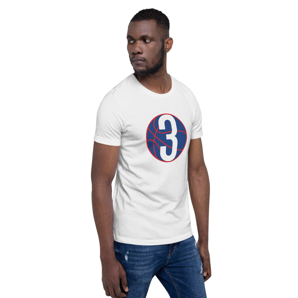 Navy Blue & Red Three: White Short-Sleeve Unisex T-Shirt